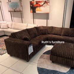 Stylish 4-pc Sectional Sofa With Ottoman Dark Grey 