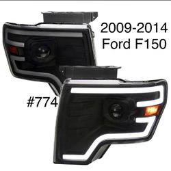 2009 TO 2014 Ford F150 Projector Headlights Switchback LED Signal Tube - Smoked