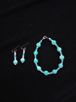 Blue bracelet and earring set