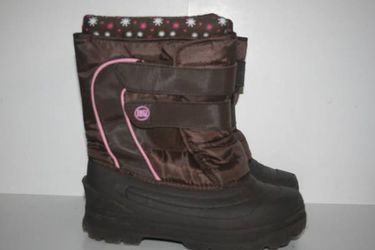 Big Girls Rugged Outback Snow Boots Brown/Pink Size 5