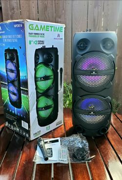 MaxPower Gametime Portable Rechargeable Bluetooth Karaoke Speaker with Mic and Remote MPD816 - Excellent Condition