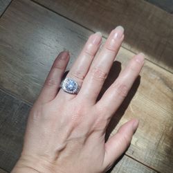 New Gorgeous 1 K Cubic Zirconia Double Halo Engagement Ring Sz 7