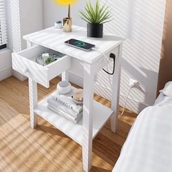 NEW Nightstand w/Drawer, Charging Station (USB & Power Outlet) **$50 Each Or $80 For 2**