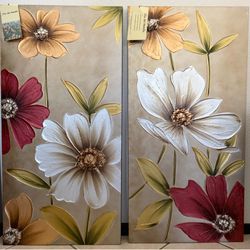 Olio del Metallo Floral Oil Paintings - Set of 2
