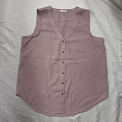 Maurices Women’s Large Blouse Shirt Top Sleeveless Tank Top Work Pink Lavender Button Up