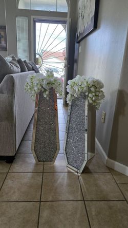 Set of 2 Glam Mirrored Floor Vases