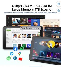 7 inch Tablet Android 13 Tablets,4GB+32GB ROM （1TB Expand）, WiFi6, Quad-Core Processor Tablet PC, 1024 x 600 IPS Touch Screen，Black