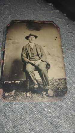 19th Century Tintype of a man in a chair