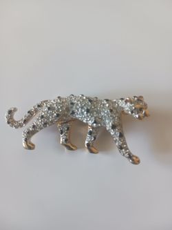 Vintage Swarovski Crystal 22K Rhinestone Panther Brooch