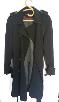 Anne Klein Black Trench Coat Size 14