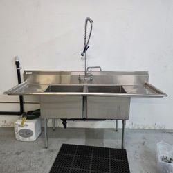 Stainless steel commercial 2 compartment sink