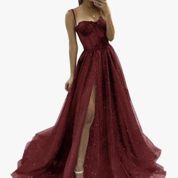 Women’s Glitter Tulle Red Prom Dress Size 10