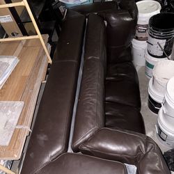 Brown Leather Love Couch