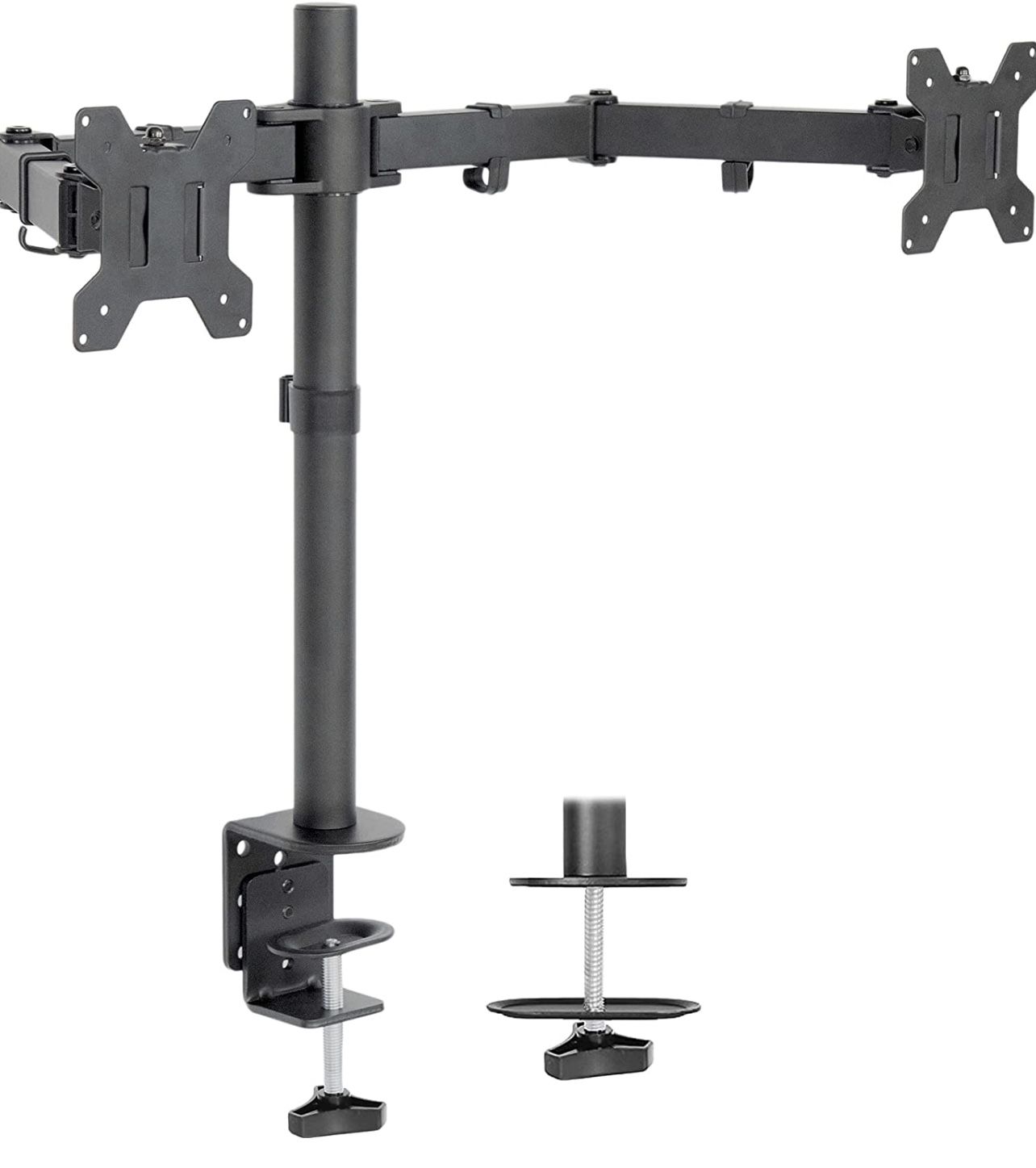 VIVO Dual Monitor Desk Mount, Heavy Duty Fully Adjustable Stand, Fits 2 LCD LED Screens up to 30 inches, Black, STAND-V002