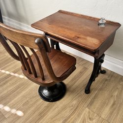 Antique 1890s Heywood Eclipse School Desk & Bentwood Windsor Chair | Vintage | Free Delivery