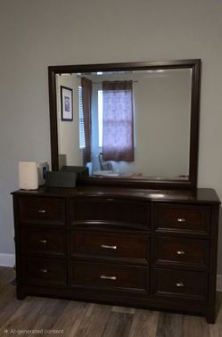Dark Wood Dresser with Mirror