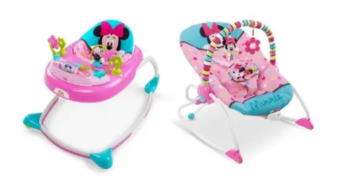 MINNIE MOUSE INFANT TO TODDLER ROCKER & MINNIE WALKER BRAND NEW 