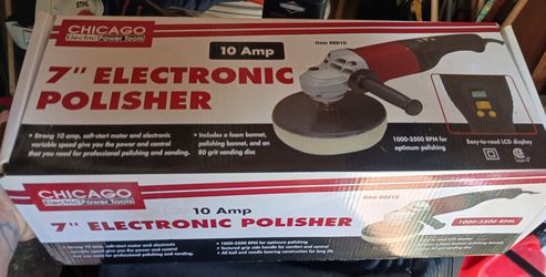 NEW CHICAGO ELECTRIC POWER TOOLS 7" ELECTRONIC POLISHER ITEM 66615 WITH 10 AMP MOTOR