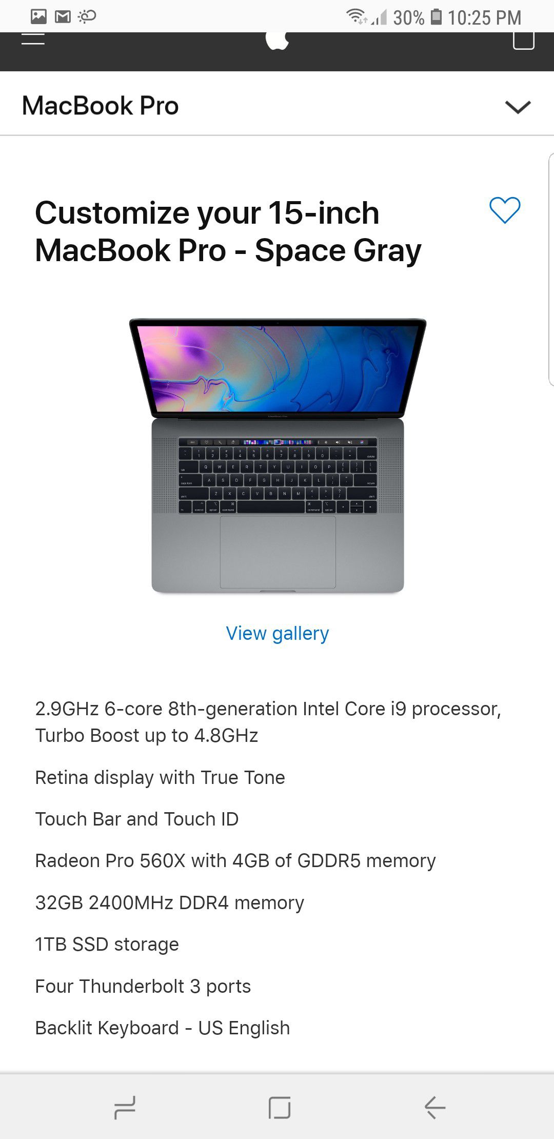 Mac book pro 2018 15 inch retail 4200