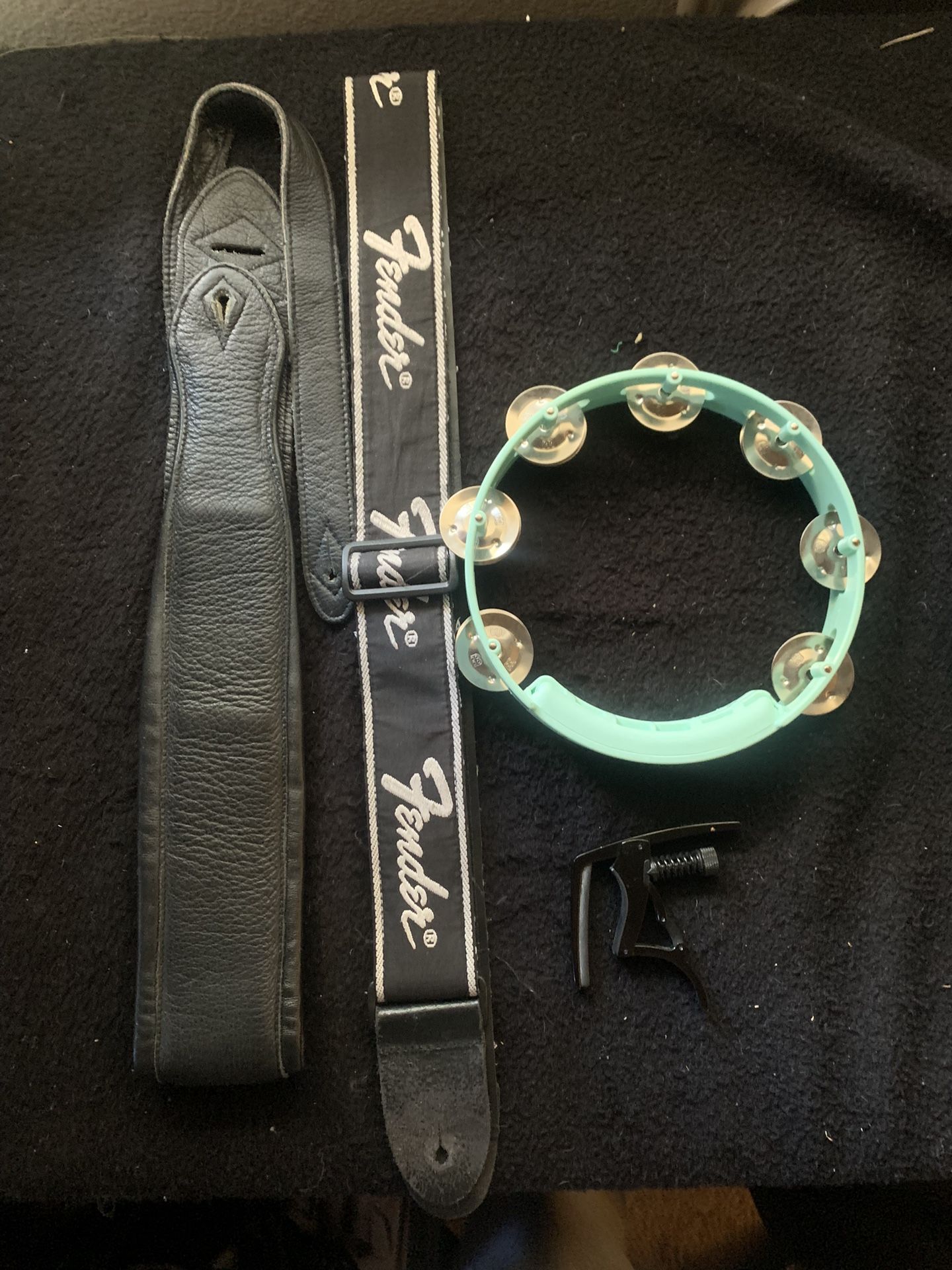 Guitar capo -2 guitar straps and new tambourine