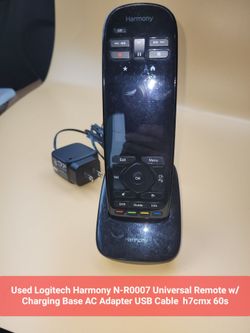 Used Logitech Harmony N-R0007 Universal Remote w/ Charging Base AC Ada &KX6