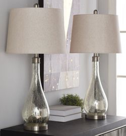 Willow Mercury Glass Table Lamp 2 Pack Set