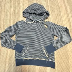 American Eagle Hoodie Womens Hooded Pullover Pocket Blue Stripe SZ Small 