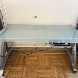 62” Staples Tempered Frosted Glass Large Desk