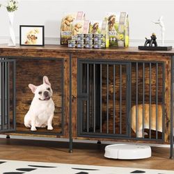 63" Dog Cage Furniture for 2 Pets