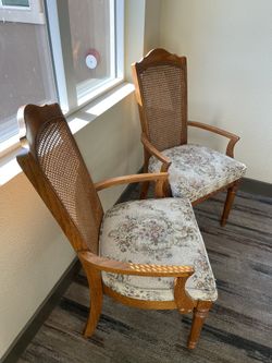 SET of 5 French Regency Louis XVI Carved Walnut Cane Back Dining Chairs