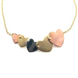 14kt Gold Tri Color Hearts Bracelet 7” 2.90grams 172194 1