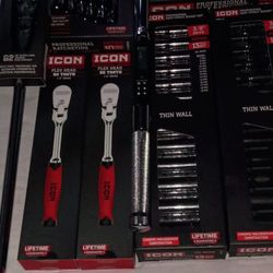 3/8 Drive  Flex Head Digital Torque Wrench And metric Flex Head And non Flex Head Long Ratchets Sets 3/8 Drive 13 Pc Sets Of Deep Impact Sockets And  