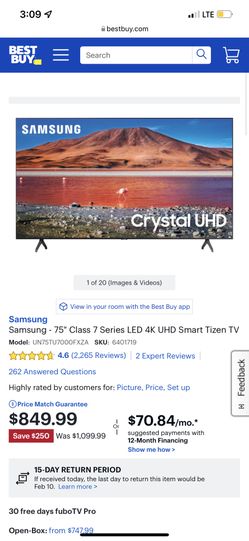 Samsung 75in TV Works Perfect 
