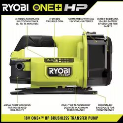 RYOBI ONE+ HP Brushless 1/4 hp. 18V Cordless Battery Powered Transfer Pump (Tool-Only)