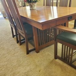 Le Meuble Villageois Mission Oak Dining Set Table 6 Chairs for
