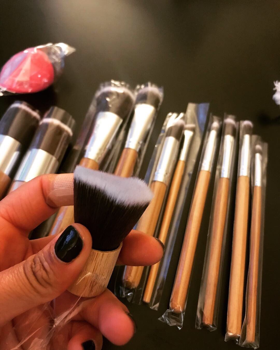 Bamboo makeup brushes set