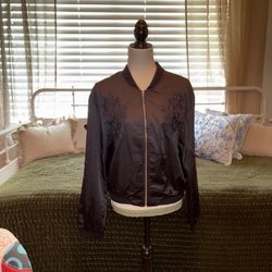 Lunik women's black jacket with front embroidery, size L