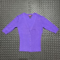 Vintage Say What? USA Cardigan Sweater Quarter Sleeve Purple Women’s Medium