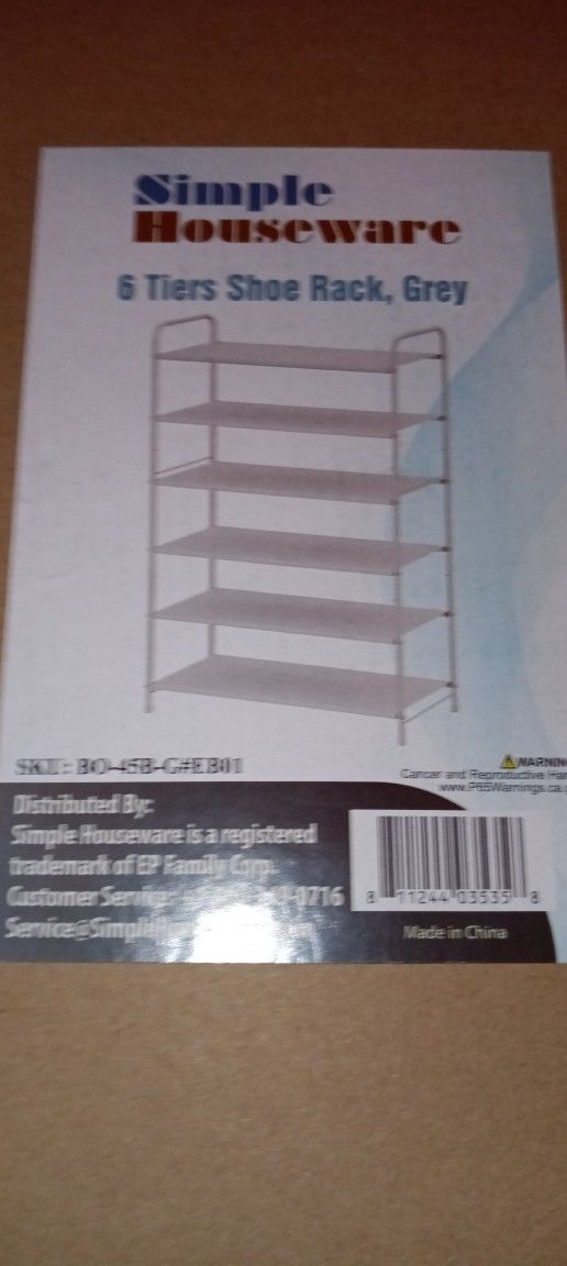 Simple Houseware 6-Tier Shoe Rack Storage Organizer gray $50 new in box