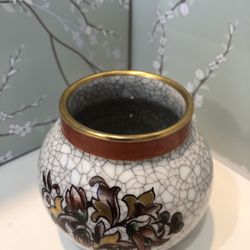 Vintage Copenhagen Denmark Crackle Glaze Vase signed and Numbered