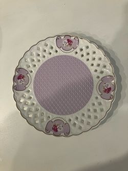 Grace Teaware Porcelain Scalloped Dessert Plates Set of 4 Lavender White Gold