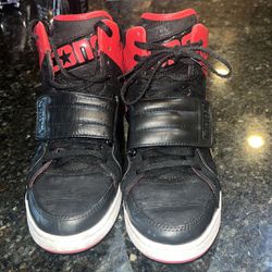 Converse “Cons” Black And Red Leather High Tops Mens Size 10