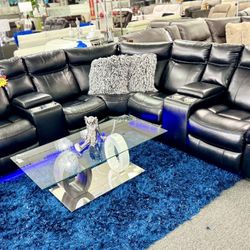 Overstock Sale✅Gorgeous Black Reclining Sofa Sectional W/LED Lighting $1599 Amazing Deal Don’t Miss
