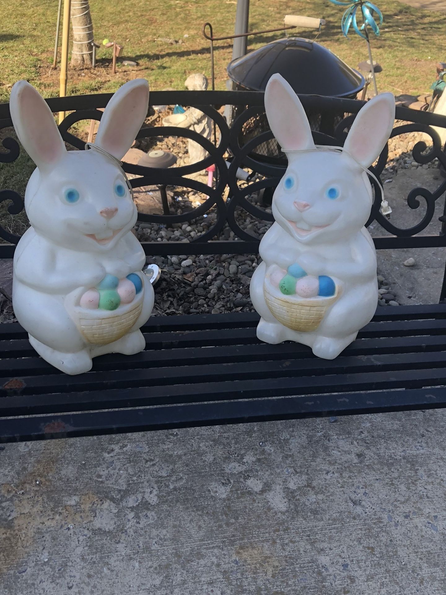 Two Plastic Light Up Easter Bunny’s