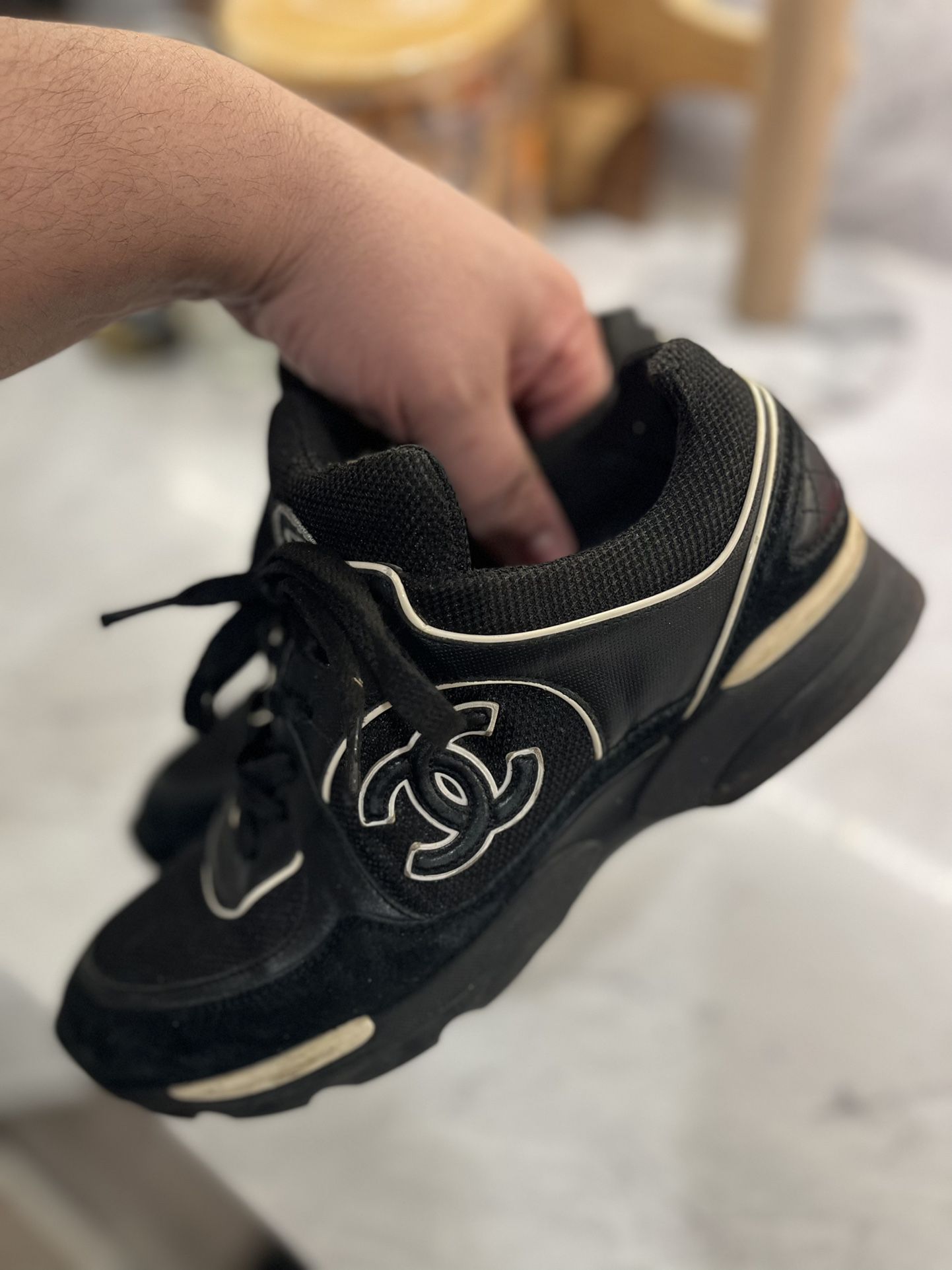 Authentic New CHANEL Velvet Calfskin Mixed Fibers CC Sneakers for Sale in  Fort Lee, NJ - OfferUp