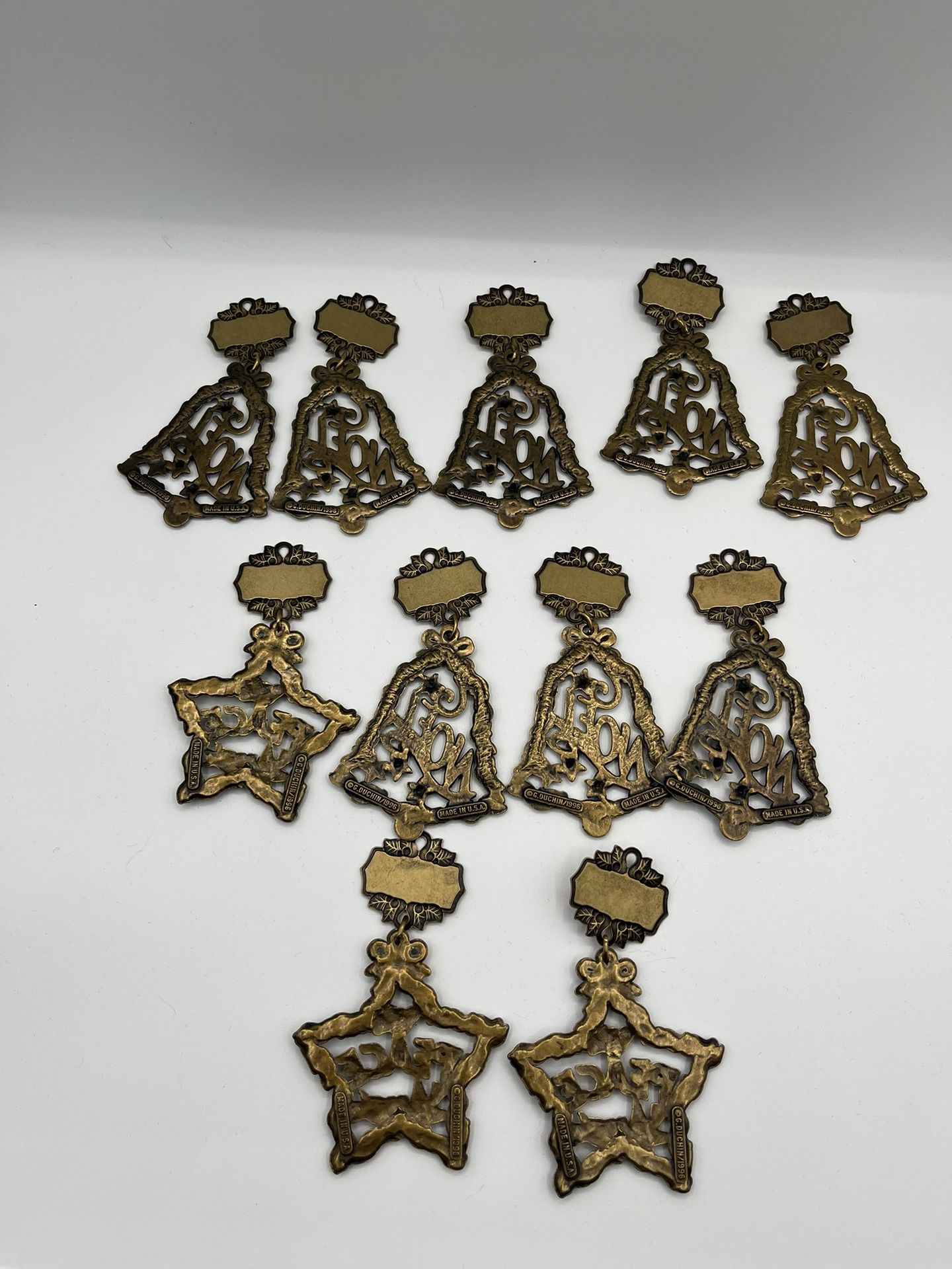 Vintage 1996 Gloria Duchin Brass Christmas Ornaments. Set Of 11 Pieces