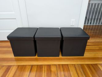 Mainstays Collapsible Storage Ottoman, Black, 15 in, 3 pack
