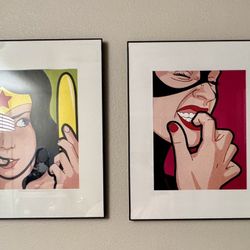 4-Piece Pop Art / Comic-Style Wall Art Set – Framed