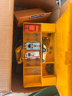 Box Of Vintage Toy Slot Cars & Tracks