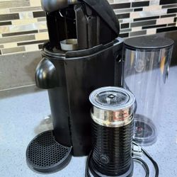 Nespresso Vertuo Coffee & Espresso Machine with Aeroccino Milk Frother – Black